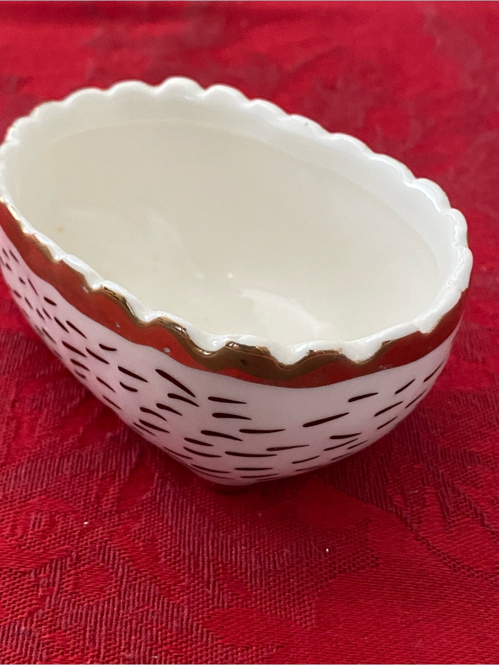 Hedgehog Jewelry Trinket Bowl Ceramic White & Gold - Decorative Dish - Picture 7 of 7